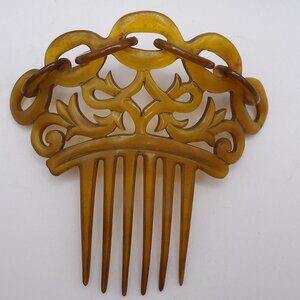 Victorian Steer Horn Hair Comb Cable Link Design